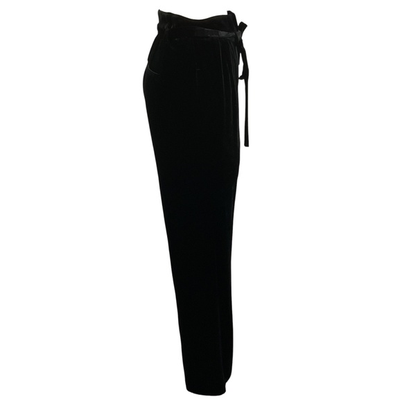 BRUNELLO CUCINELLI BLACK VELVET TROUSERS WITH BELT - Picture 2 of 5